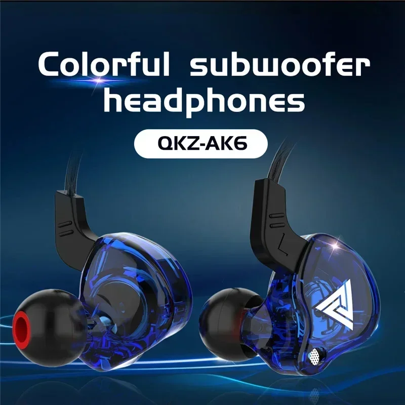 Vikefon qkz ak6 fone de ouvido intra-auricular 6 unidade de driver dinâmico fone de ouvido com microfone estéreo esportes alta fidelidade subwoofer monitor fones de ouvido