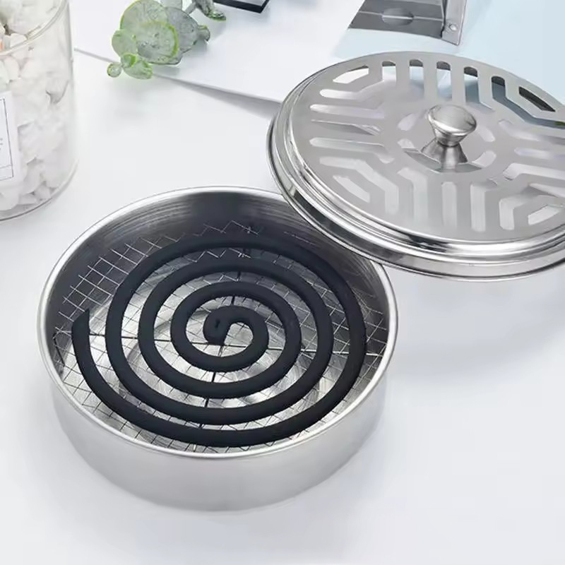 Soporte de incienso para el hogar, bandeja en espiral para mosquitos con tapa, caja en espiral para mosquitos al aire libre, para sala de estar y dormitorio, 1 ud.