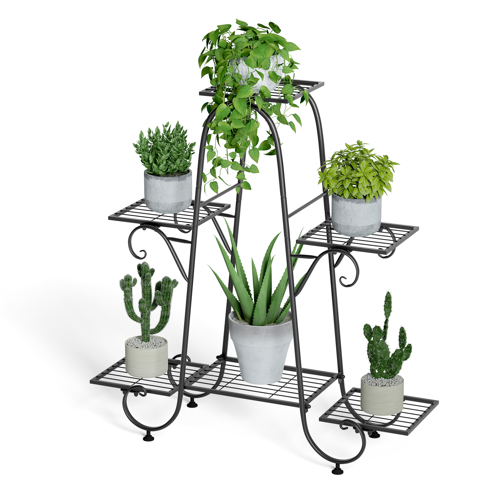 Suporte de planta de metal de 6 camadas Suporte de rack de exibição de plantas internas e externas