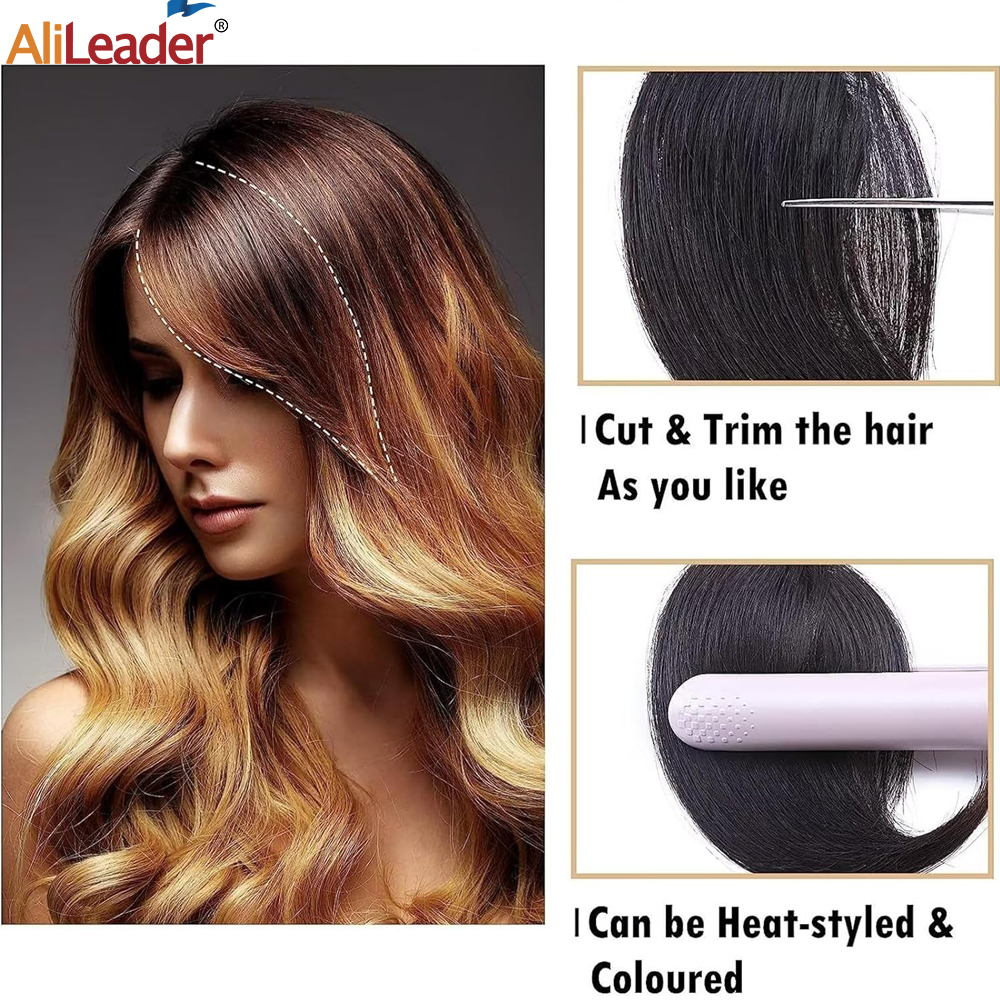 Clip de flecos sintéticos en el cabello, postizo con flequillo, 2 uds., parte media, piezas de cabello con flequillo de dos lados, extensiones con Clip para mujeres y niñas
