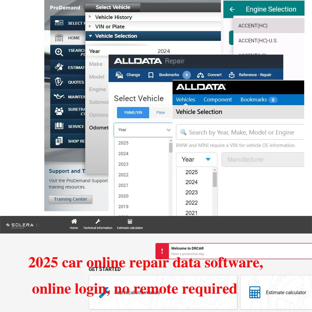 2025 Cuenta en línea para datos de automóvil Alldata Paquete completo de datos de automóvil Haynes PRO Taller Software de reparación de automóviles Compatible con inicio de sesión móvil