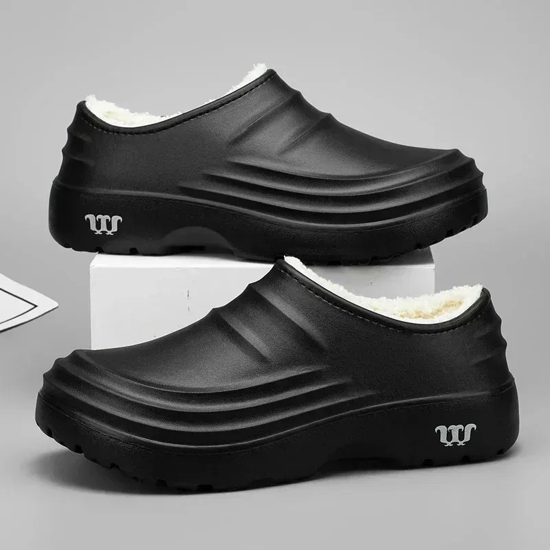 2024 nova moda chinelos de algodão dos homens inverno quente casa sapatos de algodão à prova dwaterproof água sapatos de jardim interior deslizamento em sapatos concisos