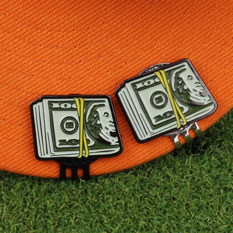 Creativo Dollar Bill Golf Ball Mark Cappello da golf Clip Porta marcatore magnetico in metallo con clip per cappelli Accessori da golf Regali per golfisti