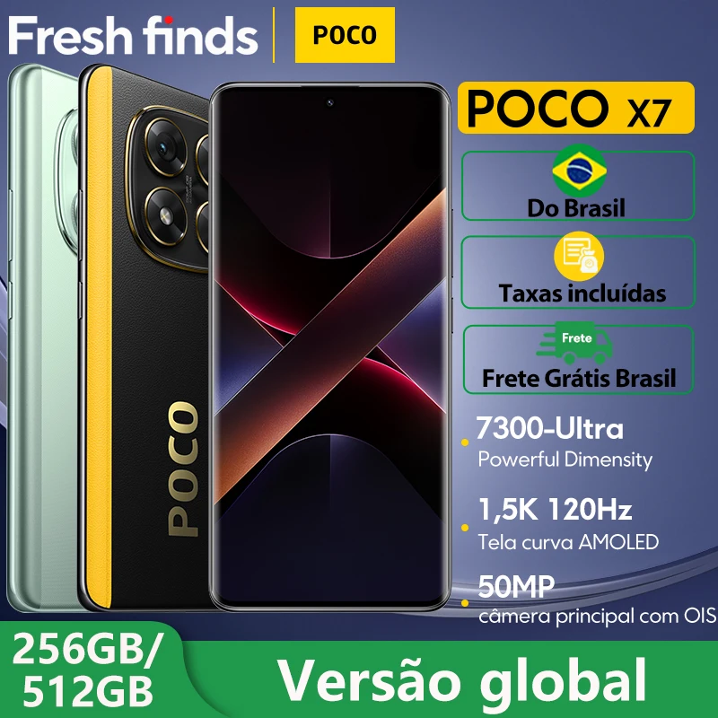 Estreia mundial POCO X7 Taxas incluídas Smartphone 6,67" CrystalRes 1.5K FloW AMOLED Display Curvo 45W Turbo Carregamento NFC