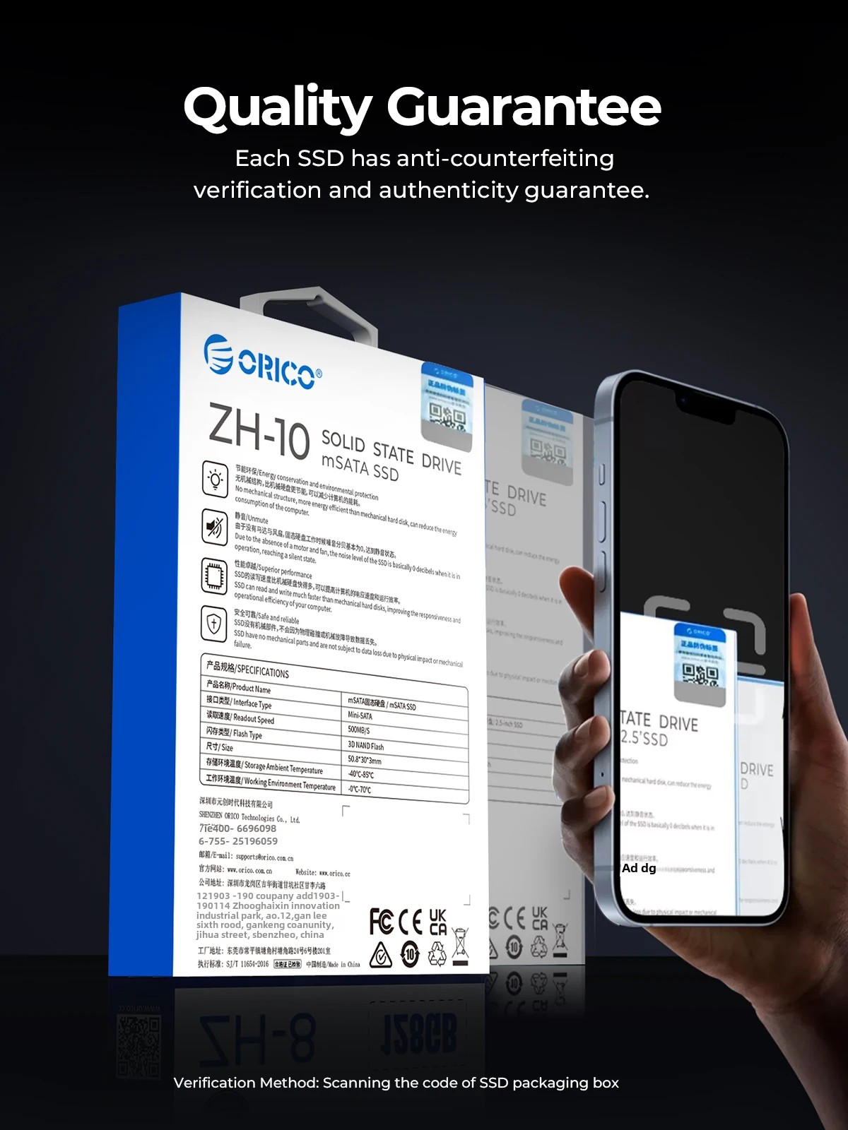 ORICO ZH10 mSATA SSD SATA III 6 Gbit/s 3D NAND Internes Solid-State-Laufwerk 128 GB 256 GB 512 GB 1 TB für Laptops Ultrabooks Desktop-ZH10