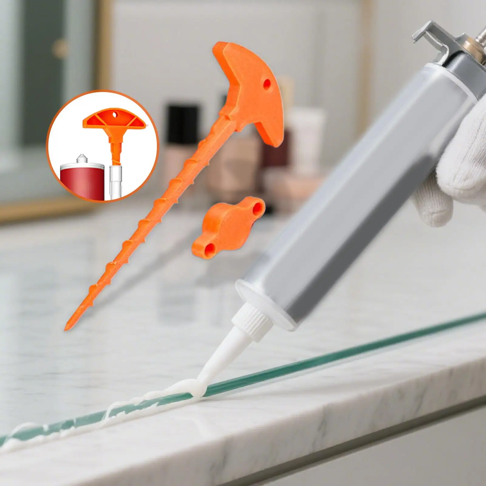 Sealant Nozzle Cleaner & Lid Caulk Plug Caulk Nozzle Tip Sealant Applicator Unclogger Prevents Drying For Glass Caulk Tubes