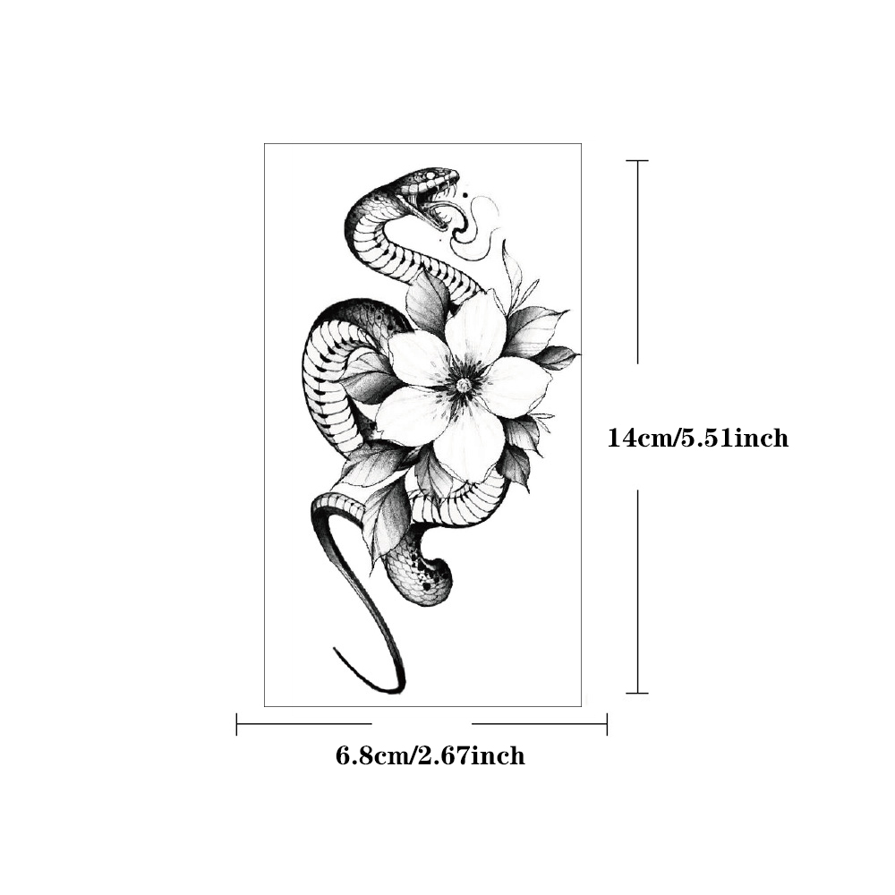 10 Uds tatuaje temporal a prueba de agua pegatina serpiente negro Mamba flor cráneo rey Cobra tótem arte corporal brazo tatuajes falsos mujeres hombres