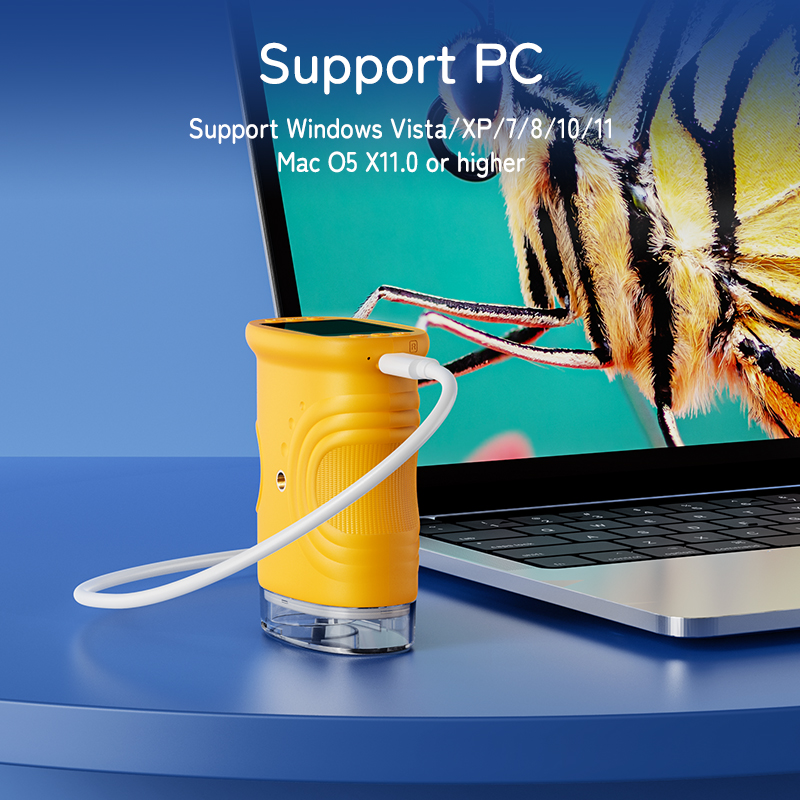 1000X Handheld Microscope for Kids 2.0" Screen Rechargeable Mini Pocket Digital Microscopes Portable Edu Gift Children Students