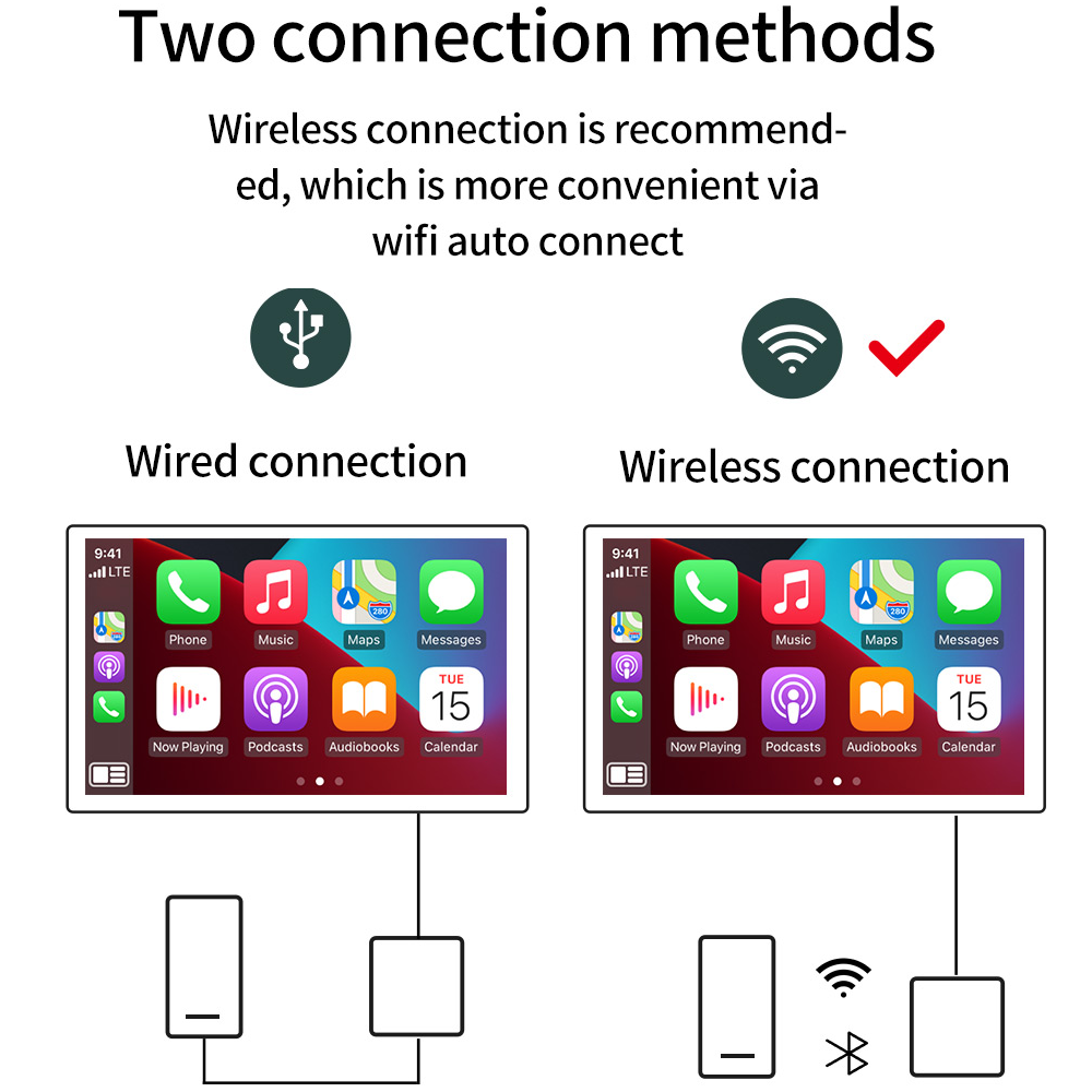 CarAiBOX RGB Colorful Wireless CarPlay or Android auto Adapter Dongle With USB Plug and Play Smart Link Phone Automatic