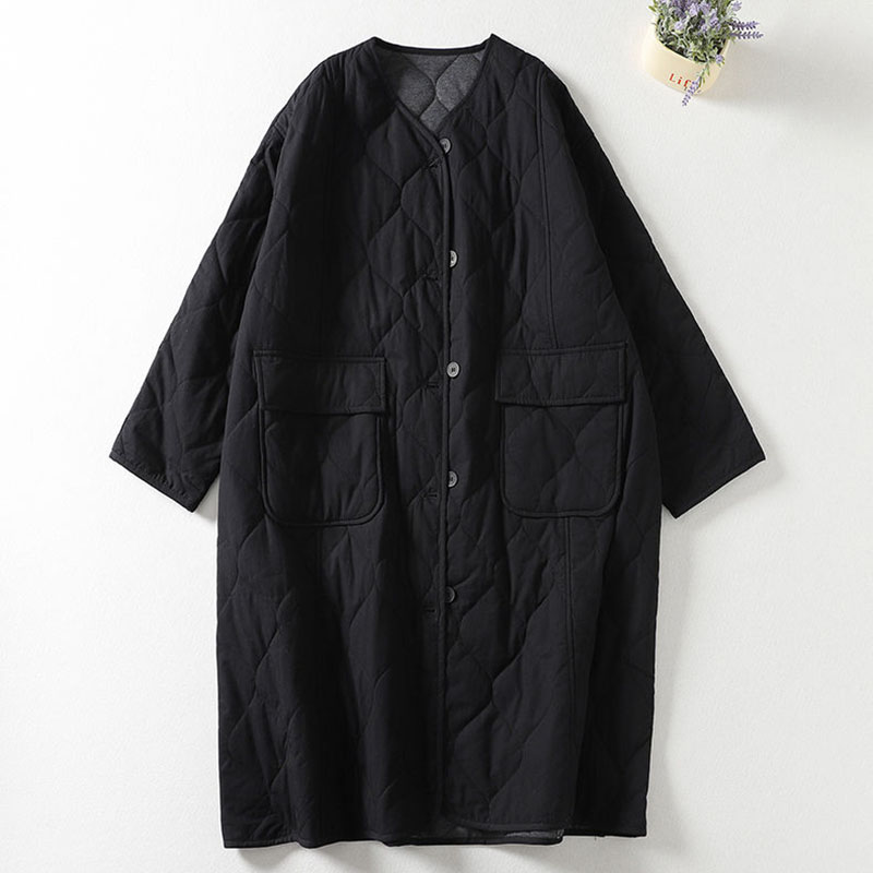 Jaqueta acolchoada longa e larga para mulheres, Parkas leve, sobretudo de algodão, de peito único, feminina, outono, inverno, nova