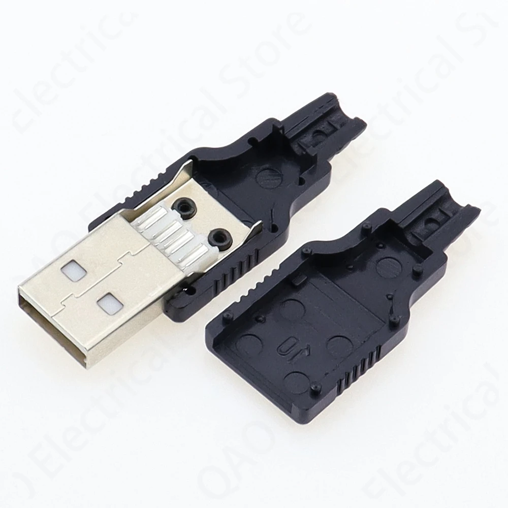 IMC caliente nuevo 10 Uds tipo A macho USB conector de enchufe de 4 pines con cubierta de plástico negro