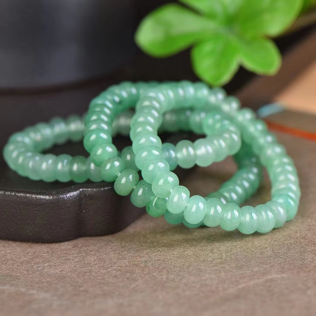 Aventurina Jade Abacus Beads Cadeia Mão para As Mulheres, Natural Pulseira Pedra Verde, Pulseira Elástica Jóias, Moda Acessórios Pedras Preciosas
