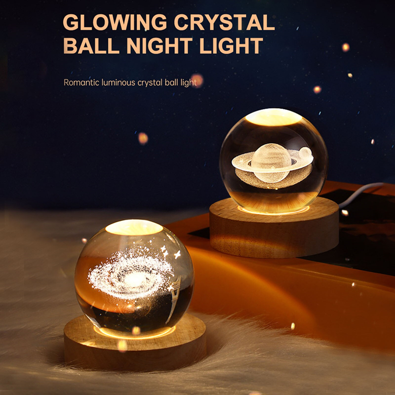 Luce notturna a LED Milky Way Galaxy sistema solare sfera di cristallo lampada da notte per bambini camera da letto luce ambientale regalo creativo luce notturna