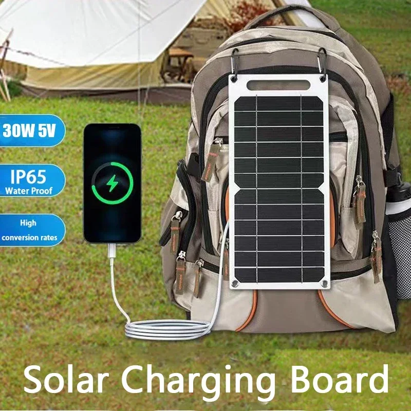 แผงโซลาร์เซลล์ 35W พร้อม USB กันน้ํากลางแจ้งเดินป่าและตั้งแคมป์แบตเตอรี่แบบพกพาโทรศัพท์มือถือชาร์จธนาคารแผงชาร์จ 6.8V