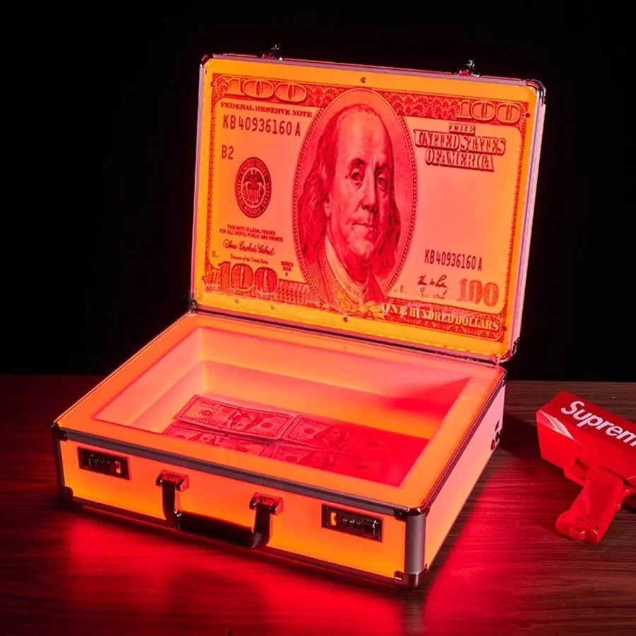 Bar Club Customized US Dollar 100 Money Case Carrier Holder Box LED Bottle Presenter suitcase display VIP currency briefcase