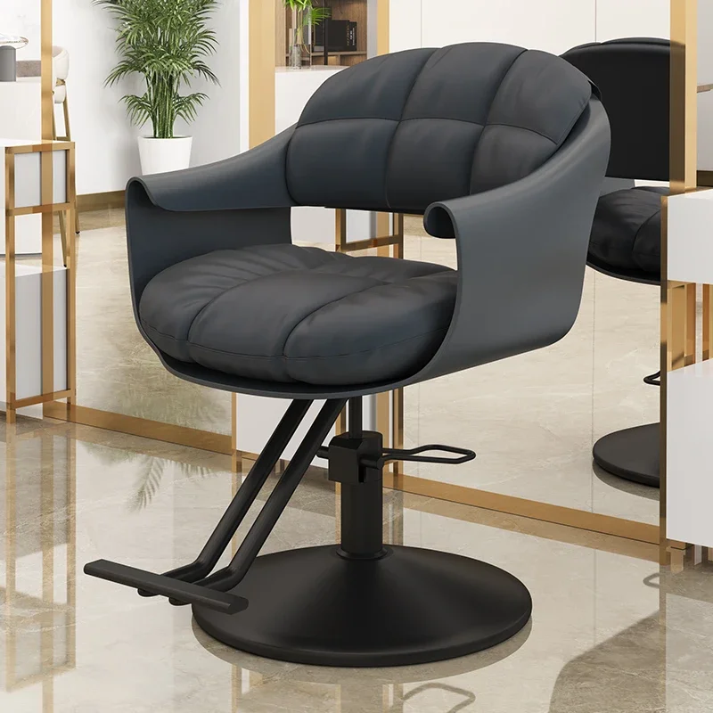 Cadeira de barbeiro ergonômica preta, braço giratório, cadeira de barbeiro ajustável, estética, econômica, móveis mais altos, barbearia