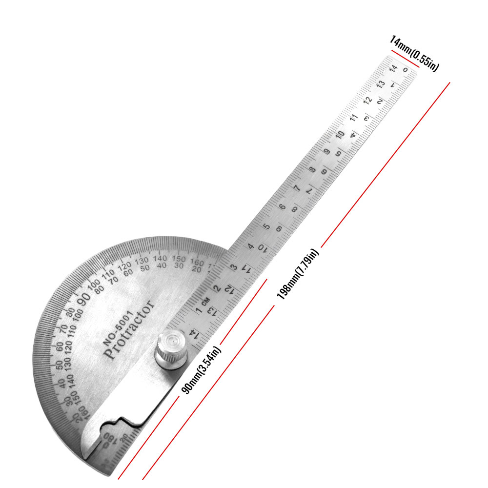 Angle Meter Measure Protractor Ruler Metal Finder 180 Degree Guage Goniometer Stainless Steel Woodworking Wood Measurement Tool