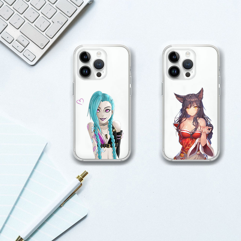 L-league of Legends Loli casing ponsel transparan, casing cangkang ponsel transparan untuk iPhone 12 11 14 13 15 16 Pro Max Plus