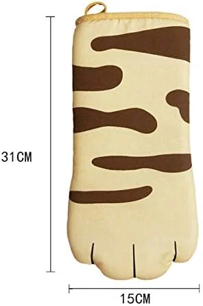 ผ้าฝ้ายหนาเตาอบ Mitts Cat PAW Design ถุงมืออบความร้อนทนถุงมือทําอาหาร Potholder ตลกย่างไมโครเวฟ Mittens