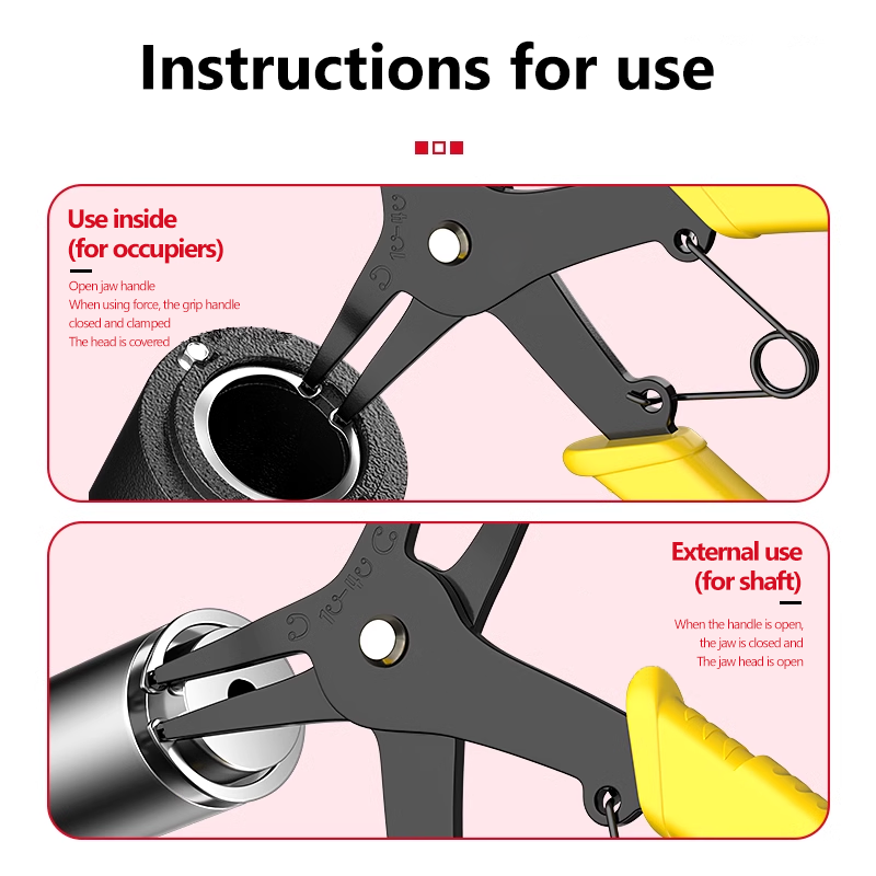 Internal And External Spring-loaded Pliers Dual-purpose Snap Rings 2-In-1 Mounting And Dismounting Tools Hardware