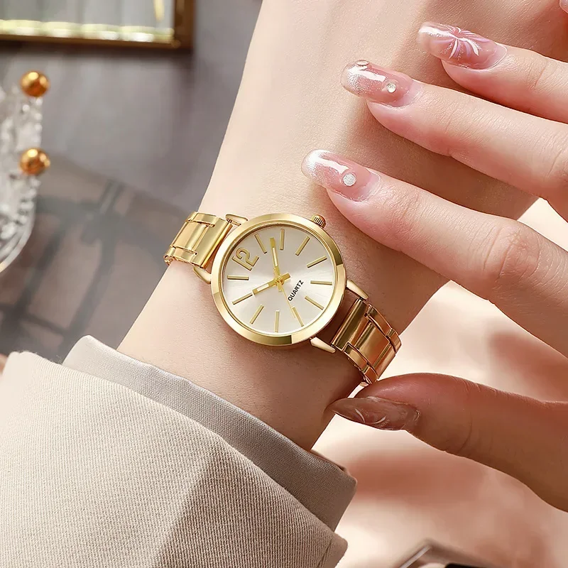 Relojes de pulsera de lujo para mujer, reloj de cuarzo analógico a la moda, correa de acero inoxidable, reloj de pulsera Digital informal para mujer