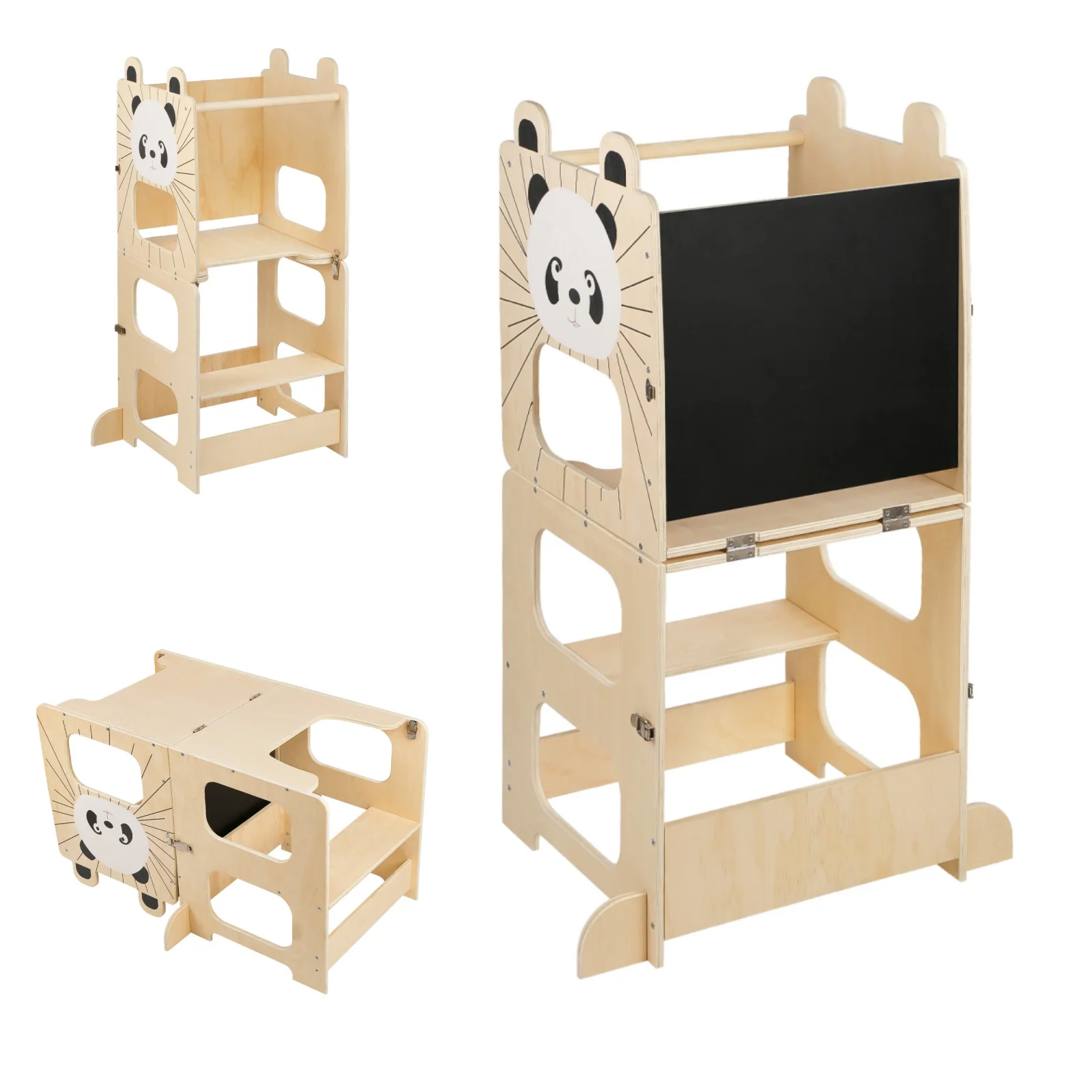 Torre de aprendizaje Montessori 3 en 1, convertible en una mesa para niños con silla: taburete de cocina y silla de pie