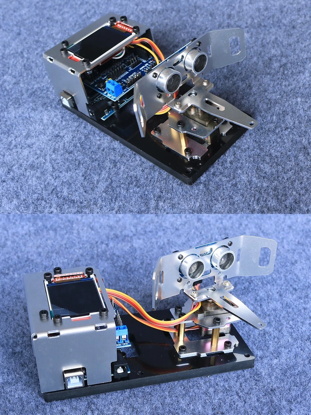 Ultrasonic Radar Detector Robô para Arduino, NANO, Starter Kit Programável, Mg90, 1.8 "Tela