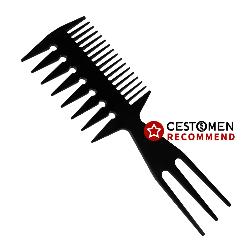 Pente de cabeça de óleo retrô masculino, dente largo, penteado traseiro, garfo, escova de cabelo desembaraçadora, pente encaracolado, barbeiro, ferramentas de cabeleireiro