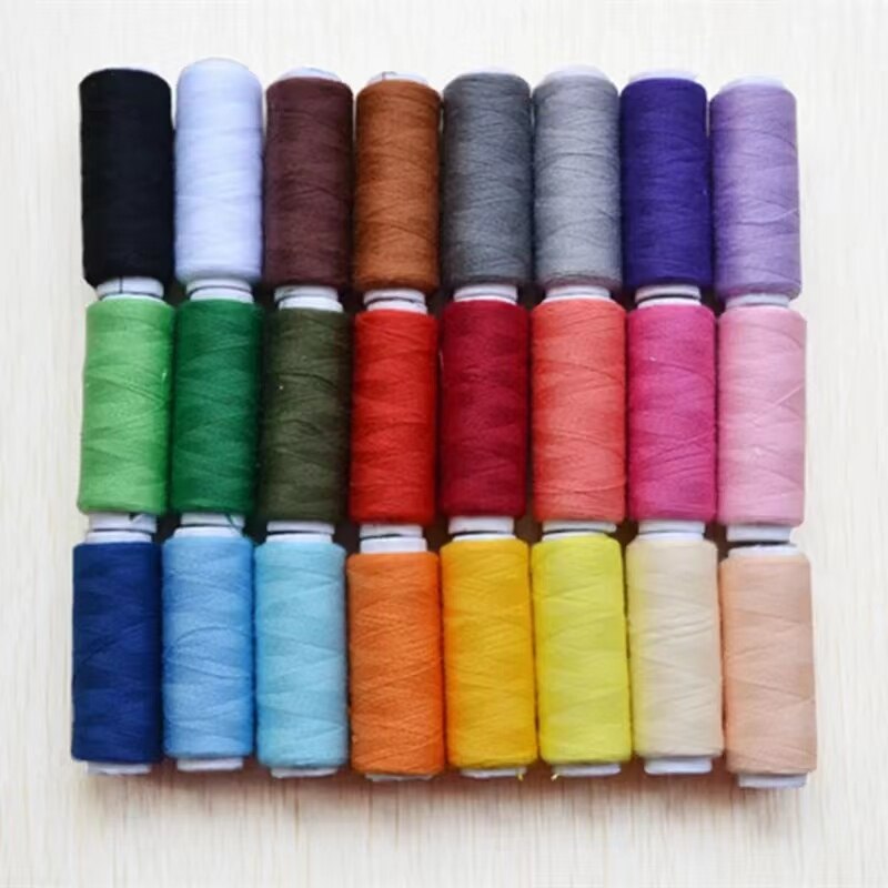 24 kleuren naaigaren 100 polyester garen naaigaren rolmachine handborduurwerk 200 meter elke spoel voor thuis naaiset