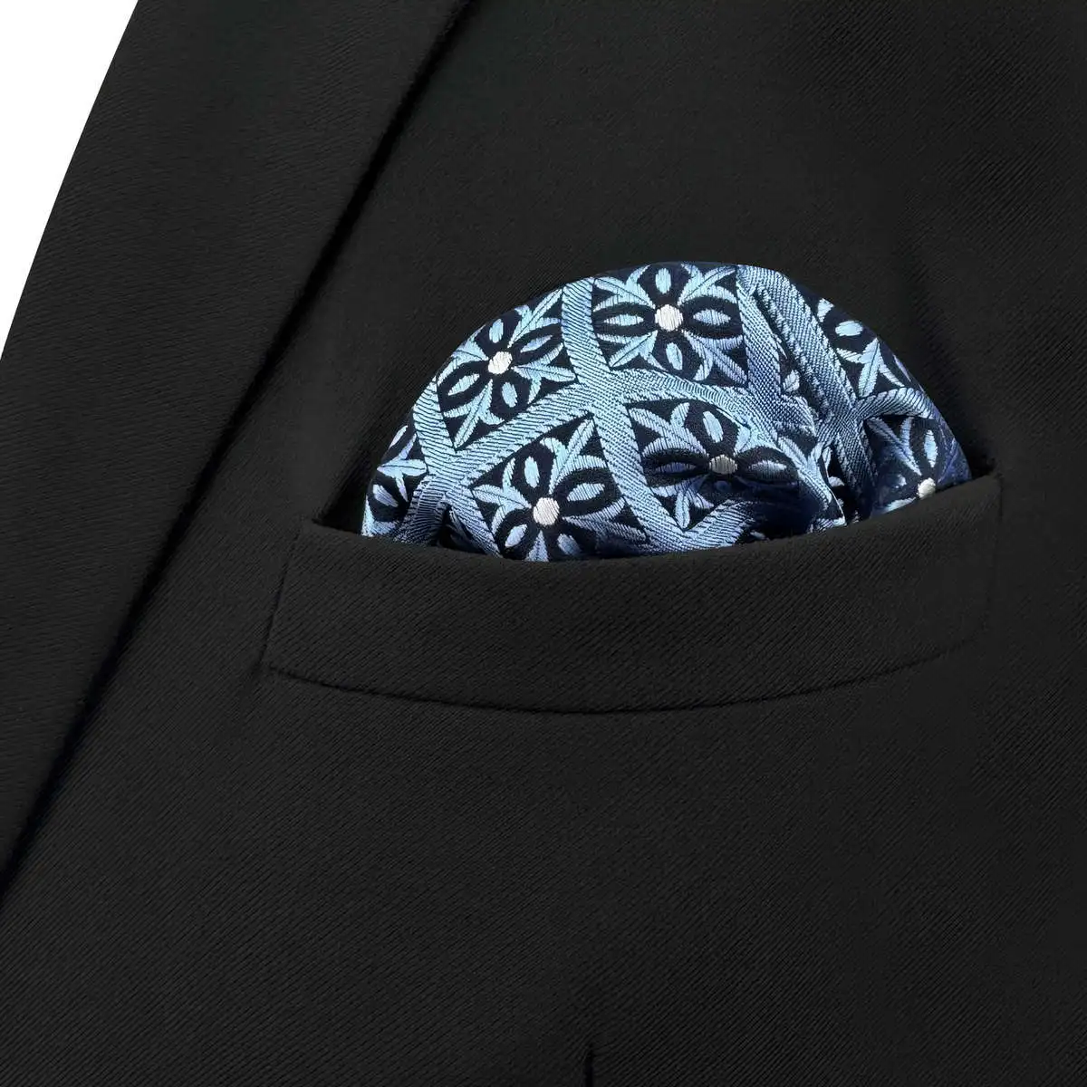 Azure Paisley-Einstecktuch für Herren, hellblau, modisches Einstecktuch für Bräutigam, modisches Hochzeitstaschentuch, 32 cm
