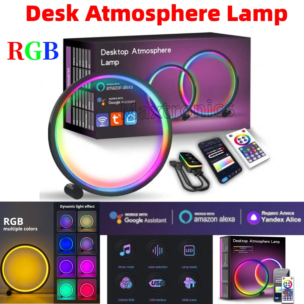 Smart Desk Atmosphäre Lampe Tuya Wifi/Bluetooth App-Steuerung mit Fernbedienung RGB bunt für Spielzimmer Nachtlicht Urlaub dekorieren