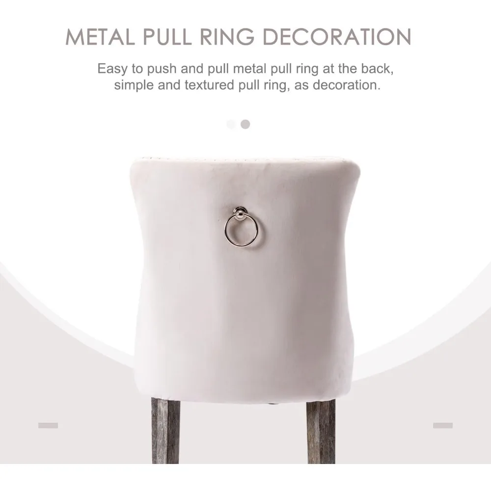 Counter Height Bar Chairs Set of 4, 27" Modern Velvet Bar Stools with Button Decor, Nailhead Trim, Solid Wooden Lege