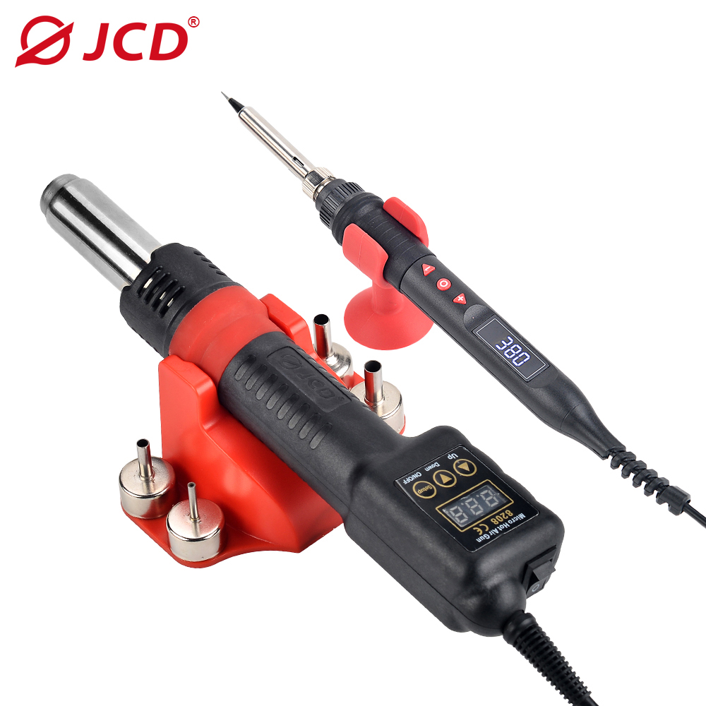 JCD-pistola de aire caliente para soldar todo en uno, Micro estación de soldadura de 750W, secador de pelo Digital LED, herramientas de reparación de soldadura BGA, pistola de calor 8208