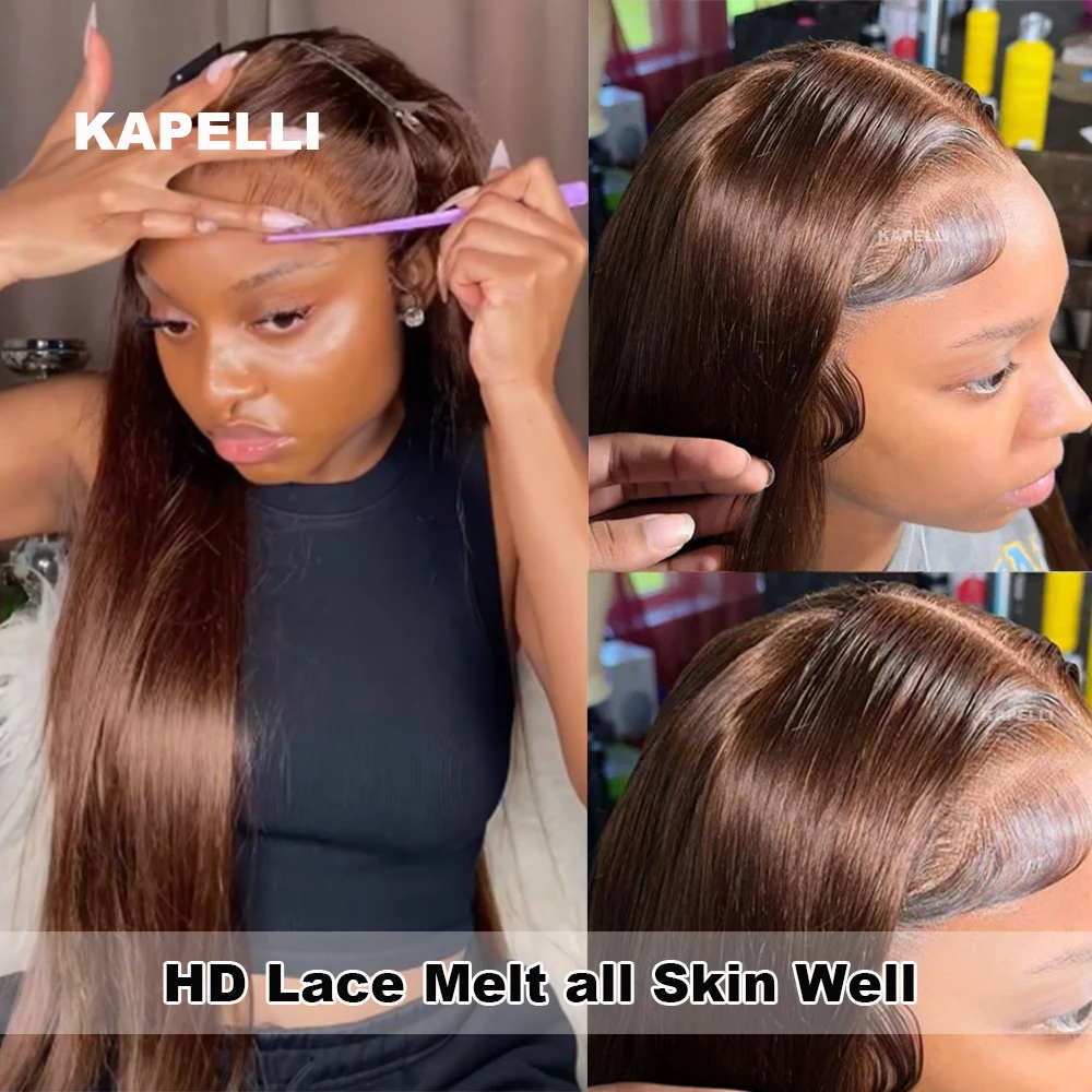 Pacotes de cabelo reto com frontal marrom tecer cabelo humano pacotes com fechamento 4x4 13x4 remy pacotes e fechamento extensão do cabelo