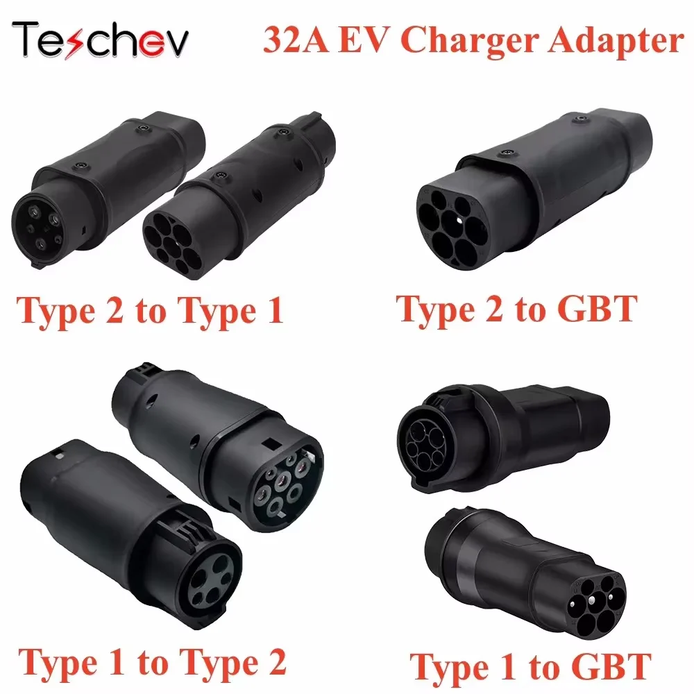 Novo conector de carregamento de veículo elétrico tipo 2 para tipo 1 j1772 ev adaptador tipo 2 para gbt evse carregador type1 para gbt ev adaptador