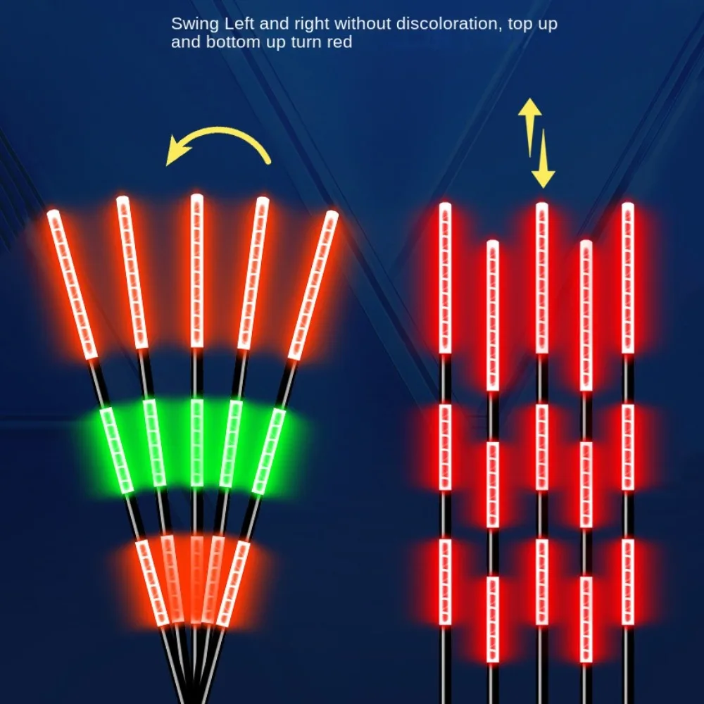 สมาร์ท LED ตกปลาลอยที่มีความไวสูงเตือนทุ่นเซ็นเซอร์แรงโน้มถ่วงเรืองแสงไฟฟ้าตกปลา Strobe หางยาว