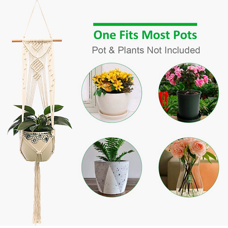 Pianta sospesa Appendiabiti per piante macramè fatto a mano Vaso da fiori Fioriera Appendiabiti Decorazione da parete Cortile Giardino Fioriera sospesa Cesto sospeso