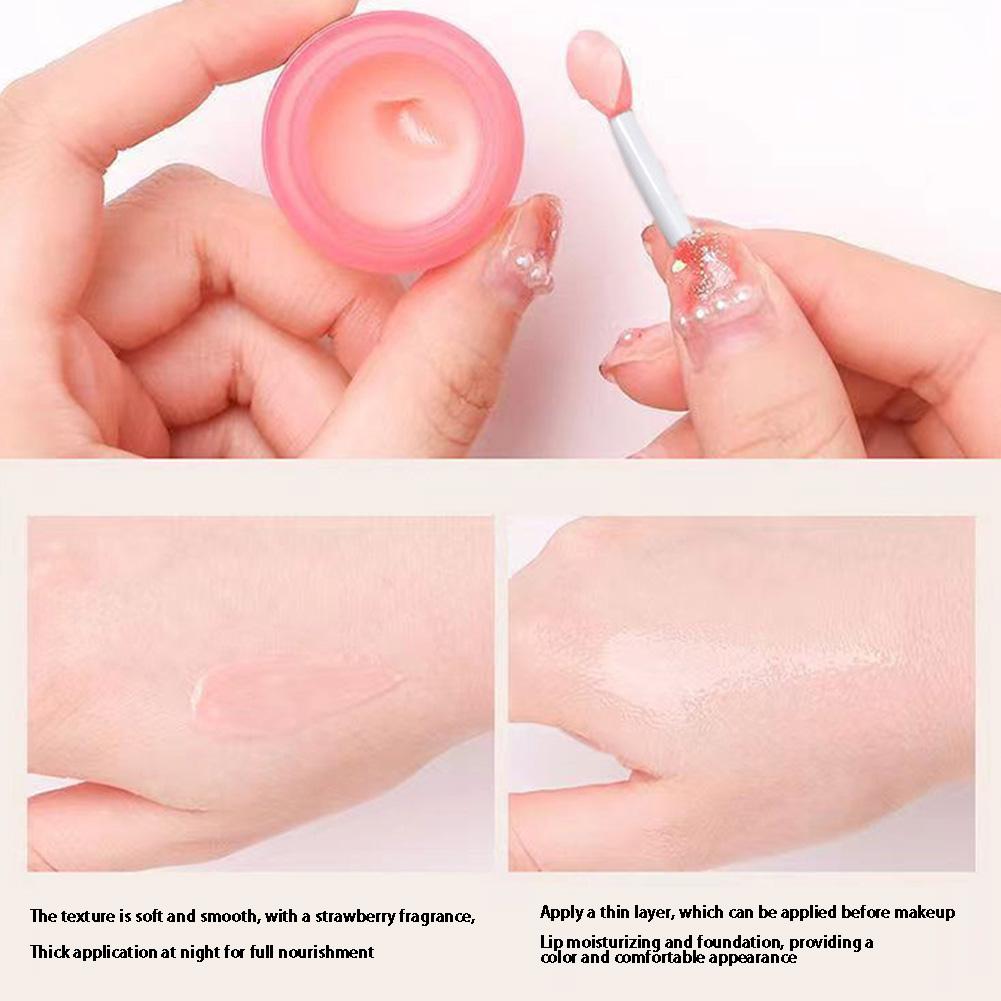 Paquete de 2 bálsamo labial de fresa, mascarilla hidratante de gelatina para labios, antigrietas, desvanece las líneas de los labios, barras de labios nutritivas, Base para el cuidado de la piel de los labios