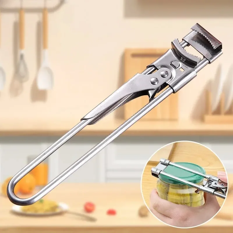 Adjustable Multi-Function Bottle Opener Stainless Steel Lids Off Jar Opener Labor-Saving Screw Can Opener For Kitchen Tools