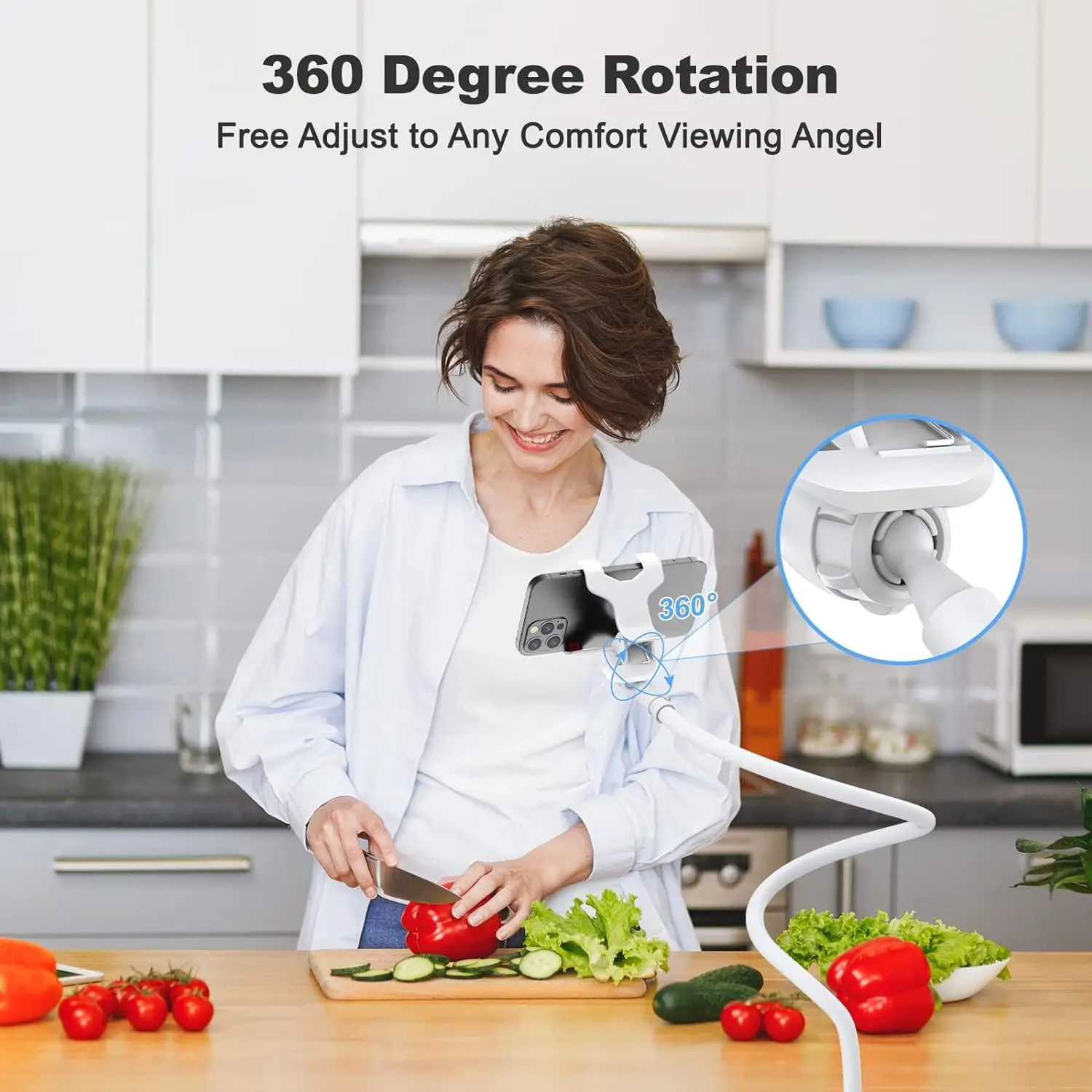 Lazy Phone Holder Stand, Lazy Bracket, Headrest Bed, 360 braços longos flexíveis, Clamp Mount para iPhone, Samsung, 3.5-6.7 "Devices, 100cm, 39,37"