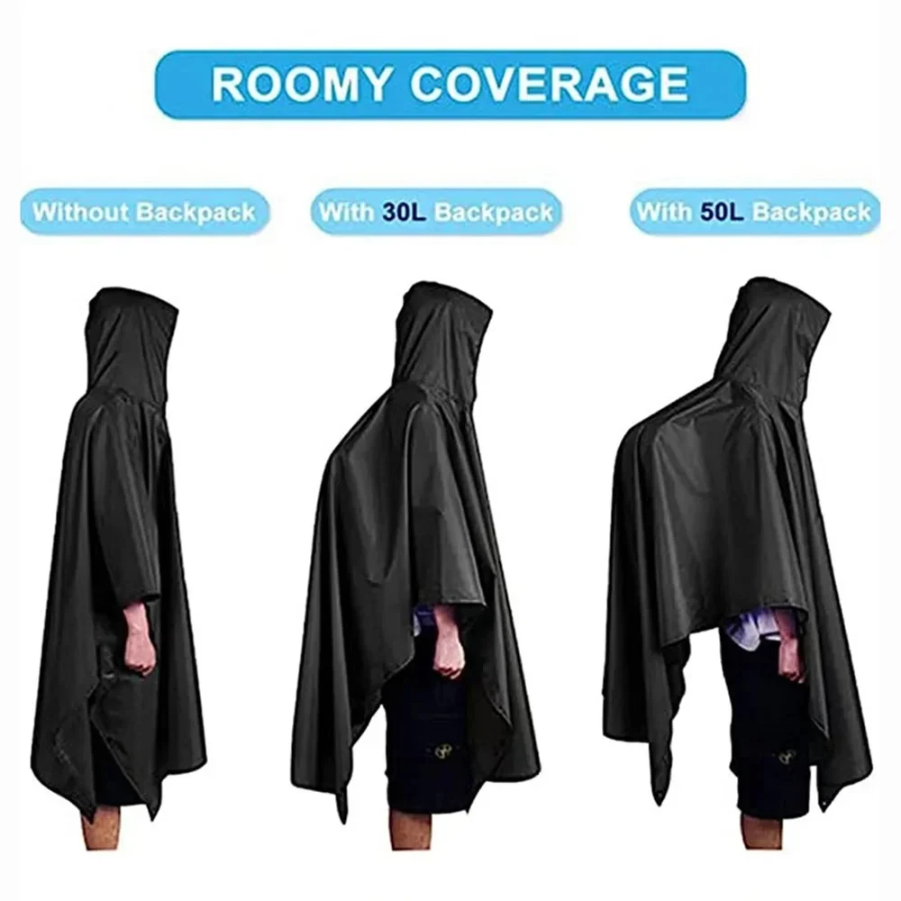 Capa de chuva militar 3 em 1, manga com capuz, poncho de chuva à prova d'água para motocicleta, acampamento, caminhadas, viagem, barraca de chuva