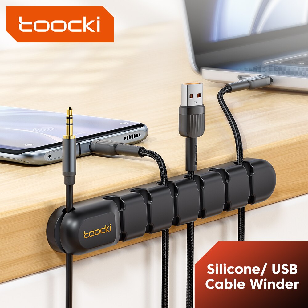 Toocki Kabel Draht Kabel Organizer Management 7-Loch-Halter USB Desktop Wickler Clip flexibel für Maus Tastatur USB Typ C Kabel