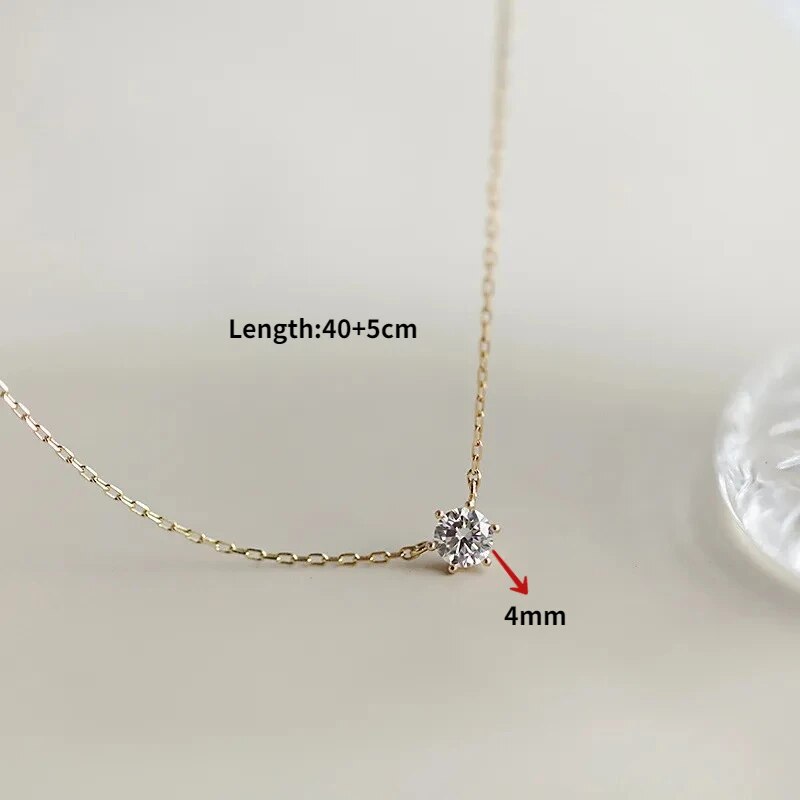Conjunto de colar de prata esterlina S925 com zircão galvanizado em ouro 14k estilo fino feminino