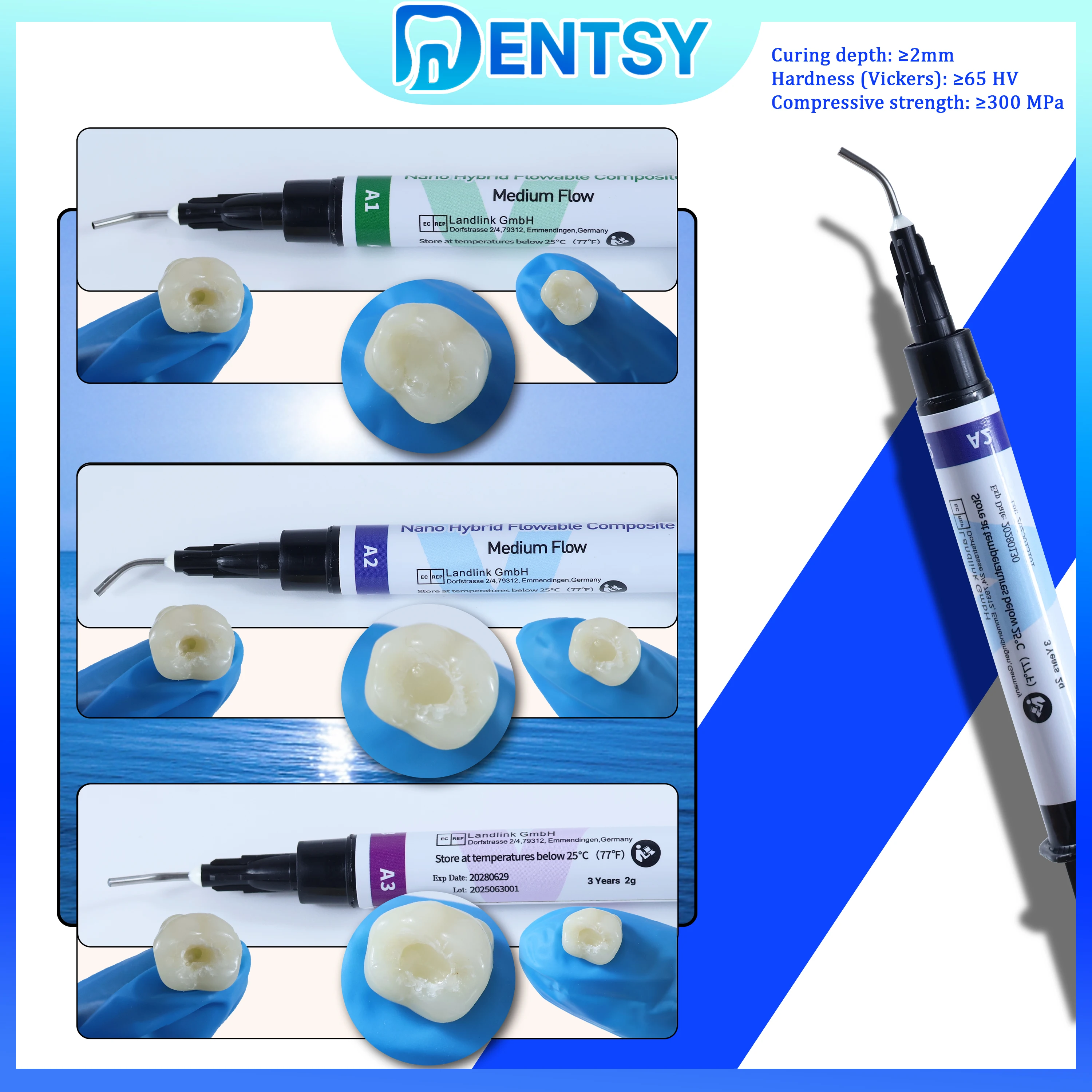 Dentsy Dental Resin Light-Curable Flowable A1 A2 A3 A3.5 Композитная смола Etch Гель Клей Инструменты для наполнения полости рта