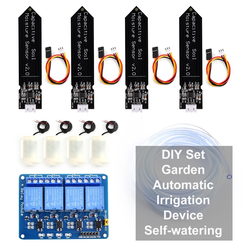 4-Way Automatic Flower Watering DIY Set 4-Way Relay Automatic Watering Garden Flowers Automatic Watering Device