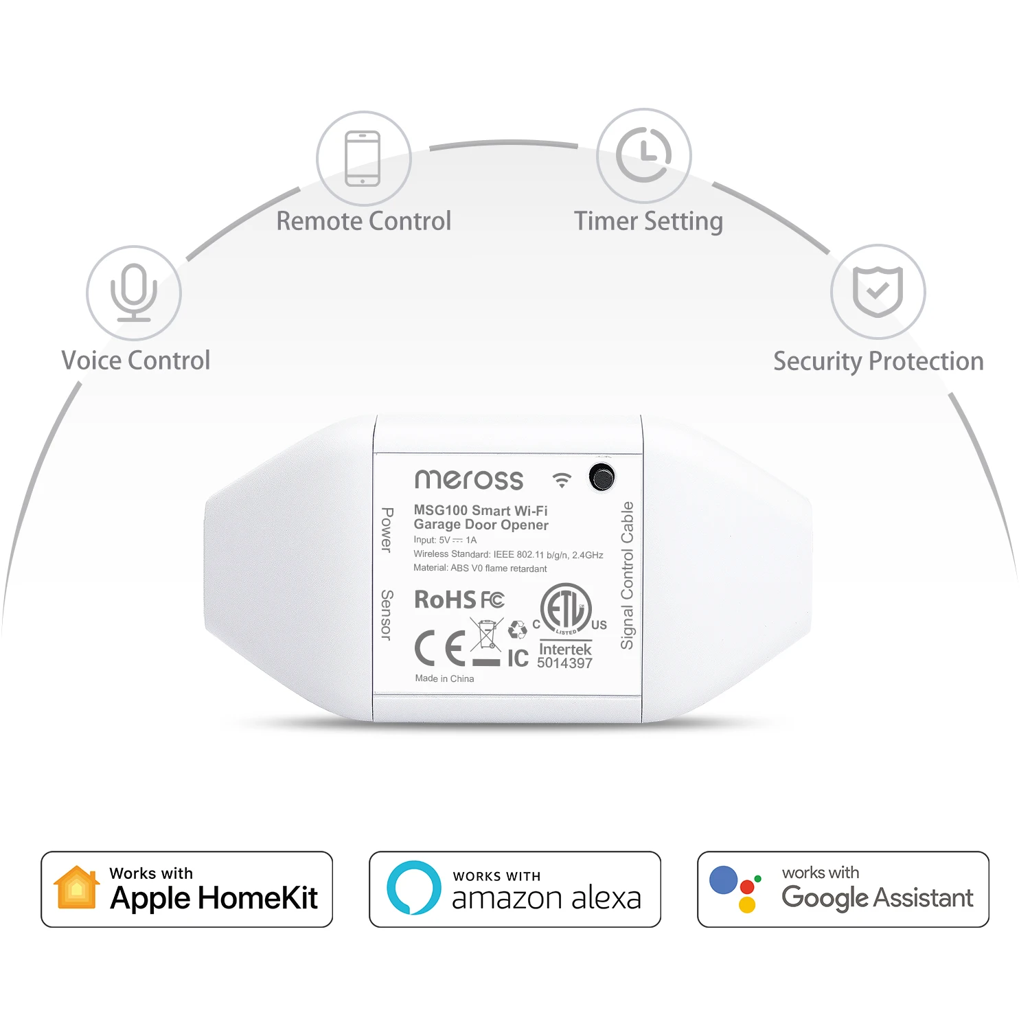 Meross HomeKit WiFi inteligente abridor de puerta de garaje sensores WiFi controlador Control remoto compatible con asistente de Google Alexa SmartThings