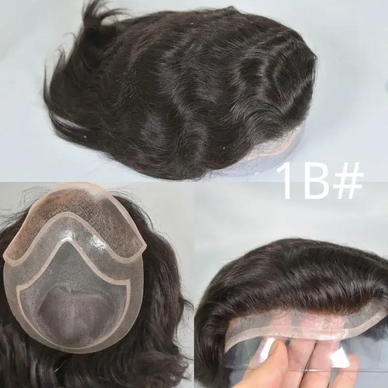 Peruca de cabelo prateado cinza 8x10' para homens, base mono com pu100% peças de cabelo humano, sistema de substituição, renda frontal, linha fina natural