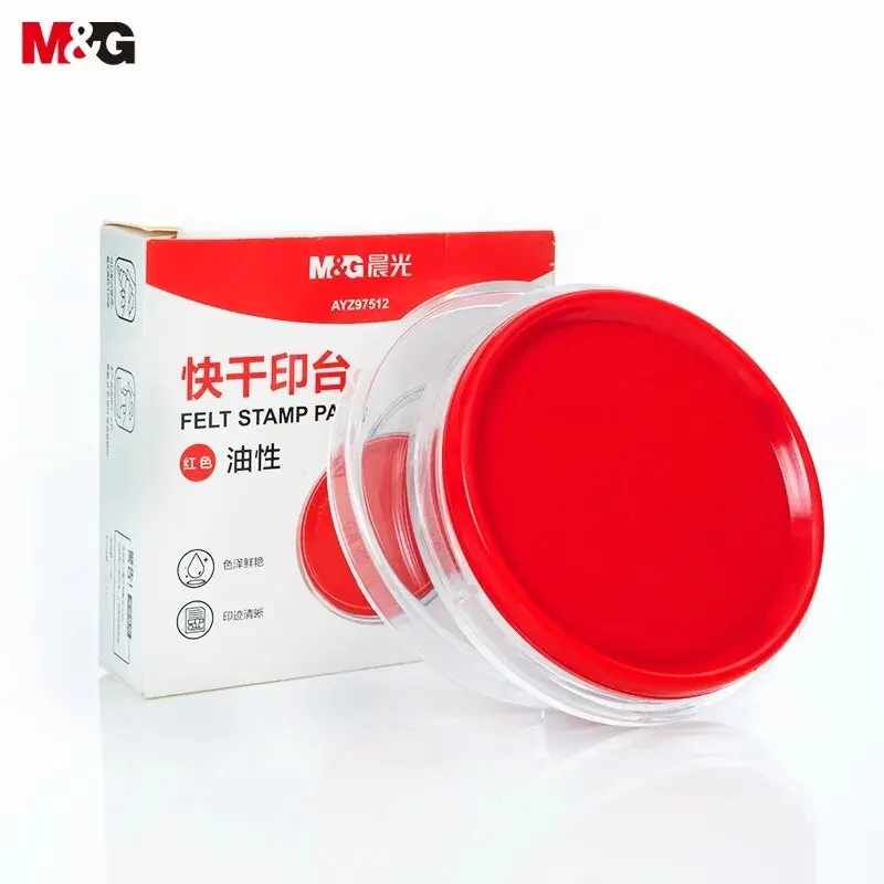 M&G Stationery Φ80mm Transparentes rundes Finanz-Schnelltrocknungs-Stempelkissen Bürobedarf Rot 1Stk