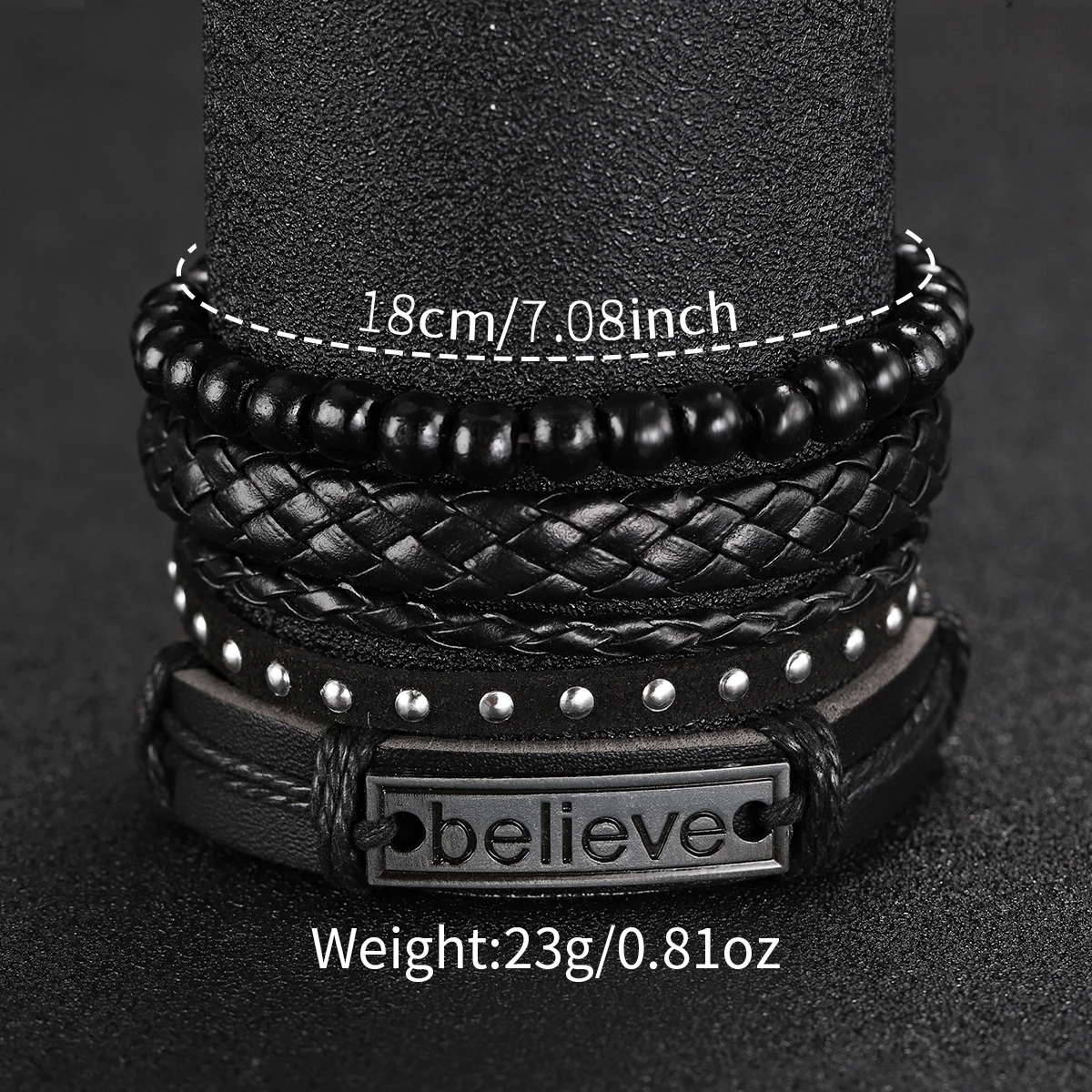 5 ชิ้น/เซ็ตผู้ชายธุรกิจนาฬิกาแฟชั่นภาษาอาหรับ Dial หนัง Band นาฬิกาควอตซ์สร้อยข้อมือชุด (ไม่มีกล่อง)