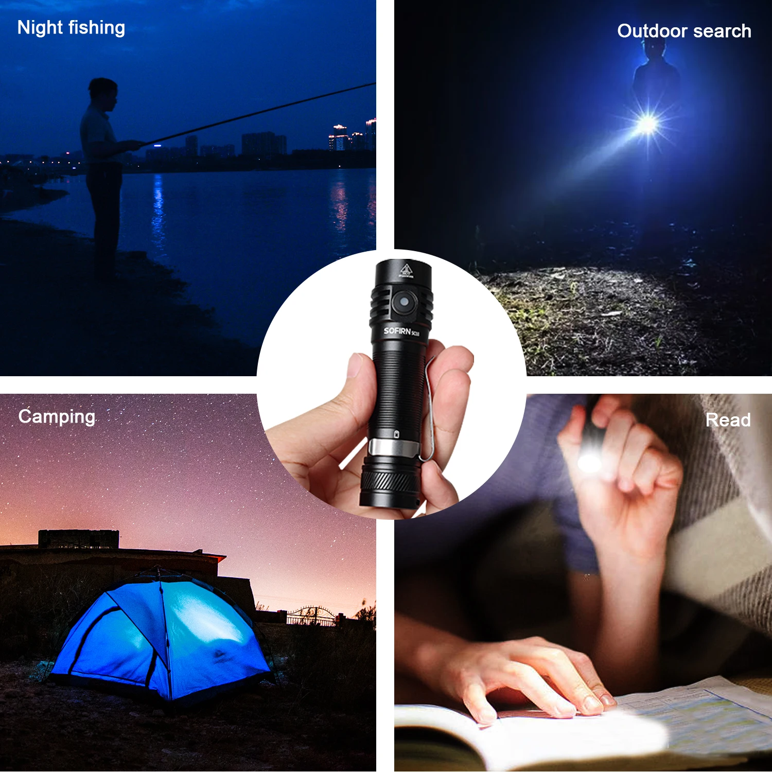 Sofirn SC18 1800lm SST40 LED 18650 Torch TIR Optics Lens EDC Flashlight USB C Rechargeable Lantern